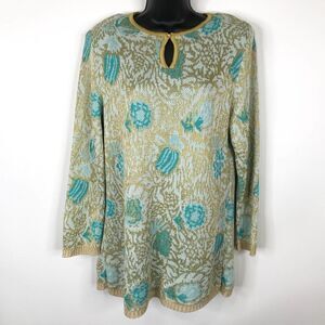 Vintage Schrader Knits Gold Blue Tunic Top 14